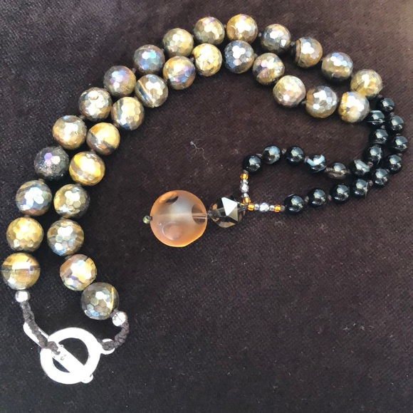 Orange And Smoky Quartz Necklace - Picture 3 of 4